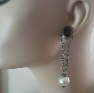 Onyx & Pearl Earrings Sterling!